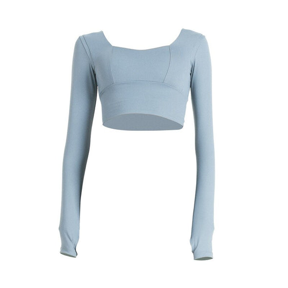 Seamless Range - Workout Crop top Long Sleve with Chest Pad